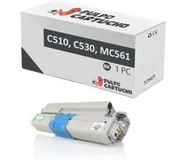 Pulpo Cartucho - Toner Genérico C510, C530, MC561 Negro Compatible con Oki 44469804 - Valido para Impresoras C510dn, C530dn, MC561dn