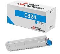 Pulpo Cartucho - Toner Genérico C824 Cyan Compatible con Oki 47095703 - Valido para Impresoras C824n, C824dn, C834nw, C834dnw, C844dnw