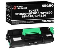 Pulpo Cartucho - Toner Genérico SP 3600, SP 3610, SP 4500, SP 4510, SP 4520, MP 401SPF Negro Compatible con Ricoh SP4500HE, SP4500LE, SP4500E, 407318, 407319, 407323, 407340 - para Impresoras Aficio