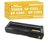 Pulpo Cartucho - Toner Genérico SP C250, SP C260, SP C261 Amarillo Compatible con Ricoh 407546 - para Impresoras Aficio SP C250, C250SFw, C250dn, C250e, C250sf, C260SFNw, C260DNw, C261SFNw, C261DNw