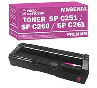Pulpo Cartucho - Toner Genérico SP C250, SP C260, SP C261 Magenta Compatible con Ricoh 407545 - para Impresoras Aficio SP C250, C250SFw, C250dn, C250e, C250sf, C260SFNw, C260DNw, C261SFNw, C261DNw