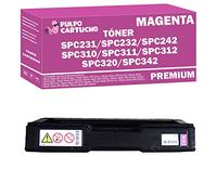 Pulpo Cartucho - Toner SP C231, C232, C242, C310, C311, C312, C320, C342 Magenta Compatible con Ricoh 407636, 406481 - para Aficio SP C231n, C231sf, C232dn, C232sf, C242dn, C242sf, C311n, C312dn