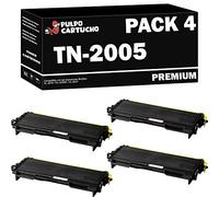 Pulpo Cartucho - Toner TN2005 Negro Compatible con Brother TN-2005 - Pack 4 - Valido para Impresoras HL-2035 / HL-2035R / HL-2037