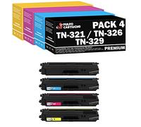 Pulpo Cartucho - Toner TN321 / TN326 / TN329 CMYK Compatible con Brother TN-321 / TN-326 / TN-329 - Pack 4 - Valido para Impresoras DCP L/HL L/MFC L