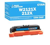 Pulpo Cartucho - Toner W2121X Cyan Compatible con HP W2121X (con Chip) / Ref. 212X - Valido para Color Laserjet Enterprise M554dn / Color Laserjet Enterprise M555dn / Flow MFP M578C