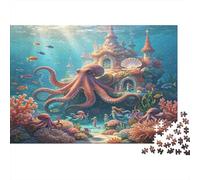 Pulpo Castillo Submarino Puzzle de 1000 Piezas Puzzle para Adultos Set de Puzzle 1000 Piezas Papel Relajante Interacción Familiar Decoración Regalo 70x50cm/1000pcs