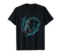 Pulpo con líneas de Falla eléctrica Verde Azulado Fantasía Animal Art Camiseta