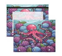 Pulpo De Dibujos Animados Estuches para Lápices Transparentes para Archivador de 3 Anillas(2 Pack)