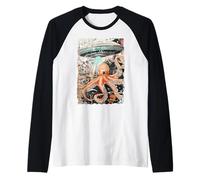 Pulpo de Pulpo Vintage UFO UAP Alien, diseño de Pulpo Camiseta Manga Raglan