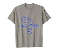 Pulpo detrás de la pared valla signo bolsa se ve cómic enojado divertido Camiseta