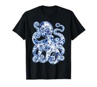 Pulpo Floral con Flores Delft Art Chinoiserie Blue Toile Camiseta