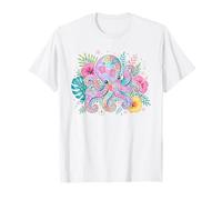 Pulpo Floral Vibrante Arte del océano Tropical Camiseta