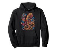 Pulpo Flores Patrón Floral Océano Animal Lover Sudadera con Capucha