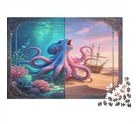 Pulpo Gigante Puzzle de 1000 Piezas Papel para Adultos Escena de Naufragio Relajante Mejora Concentración Familiar Decoración Regalo Nan