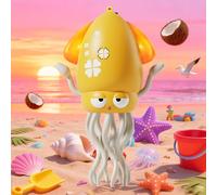 Pulpo interactivo, pulpo bailarín con iluminación LED, música, sistema inteligente para evitar obstáculos y caña de pescar. Juguete para bebés boca abajo, juguete musical (amarillo)