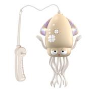 Pulpo interactivo, pulpo bailarín con iluminación LED, música, sistema inteligente para evitar obstáculos y caña de pescar. Juguete para bebés boca abajo, juguete musical (blanco roto)