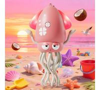 Pulpo interactivo, pulpo bailarín con iluminación LED, música, sistema inteligente para evitar obstáculos y caña de pescar, juguete para bebés boca abajo, juguete musical (rojo)
