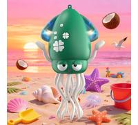 Pulpo interactivo, pulpo bailarín con iluminación LED, música, sistema inteligente para evitar obstáculos y caña de pescar. Juguete para bebés boca abajo, juguete musical (azul cian)