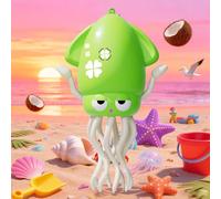 Pulpo interactivo, pulpo bailarín con iluminación LED, música, sistema inteligente para evitar obstáculos y caña de pescar. Juguete para bebés boca abajo, juguete musical (verde fluorescente)