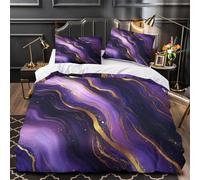 Pulpo morado Funda de Edredón Cremallera Oculta 3 Piezas de poliéster Estampado 3D con Fundas de Almohada Transpirable Diseño de criaturas de fantasía Funda Edredon for jóvenes Double（200x200cm）