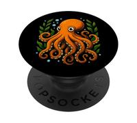 Pulpo Naranja Algas Subacuáticas Diseño Océano PopSockets PopGrip Adhesivo