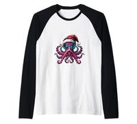Pulpo navideño Divertido | Vacaciones de Fiesta de Navidad Camiseta Manga Raglan