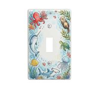 Pulpo - Placa de cubierta de interruptor de luz individual, diseño de tortuga narwhal, color azul veraniego, tamaño estándar, placas de pared decorativas para recámara, baño, cocina, entrada