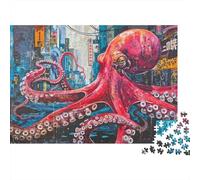 Pulpo Rojo Gigante Urbano Puzzle Mil Piezas para Hombres Y Mujeres Actividad Doméstica para Expertos Elección Amazon Reducción De Estrés Materiales Ecológicos 52x38cm/1000pcs