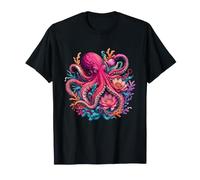 Pulpo Rosa con Coral Y Loto Camiseta