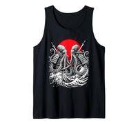 Pulpo Samurai Frente Al Sol Rojo Camiseta sin Mangas