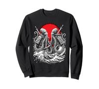 Pulpo Samurai Frente Al Sol Rojo Sudadera