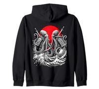 Pulpo Samurai Frente Al Sol Rojo Sudadera con Capucha