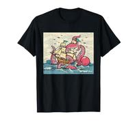 Pulpo Sea Monster Ship Attack Kraken Ocean Adventure Art Camiseta