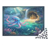 Pulpo Submarino Aventura Puzzle de 1000 Piezas Papel para Adultos Cueva del Tesoro Escondido Juego de Puzzle 1000 Piezas Relajación Familia Regalo Hogar 52x38cm/1000pcs