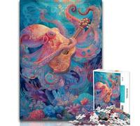 Pulpo Tocando la Guitarra,Rompecabezas de 1000 Piezas para Adultos y Adolescentes,Ayuda a ejercitar el Cerebro,Juguetes adictivos para Cultivar la Paciencia,interacción Entre Padres e Hijos,38x26cm