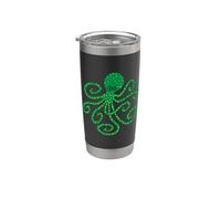 Pulpo verde lindo divertido océano nadando mar costa criatura Vaso térmico de acero inoxidable de doble pared