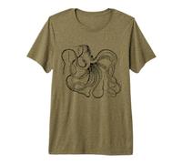 Pulpo Vintage Animal Sea Monster Kraken & Cthulhu Hombres Regalo Camiseta Premium