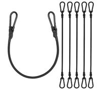 Pulpos Elasticos,6 Piezas Gomas Elasticas con Gancho Tensores Elásticos 60CM para Moto Camping Toldo,con Mosquetones Negro.