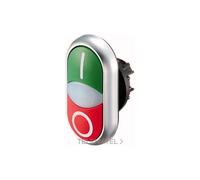 EATON M22-DDL-GR-X1/X0 Pulsador Doble con Retorno y Lámpara de Señalización, IP66 Protección, Verde(I)/Rojo(0), 5.5cm x 3.0cm x 3.0cm, Caja de 5