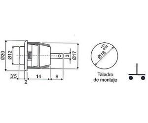 Pulsador blanco empotrar off-on 2a/250v