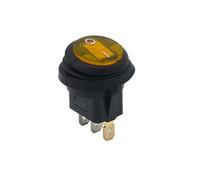 Pulsador de 1 pieza con interruptor basculante ligero de 12V y 220V con apertura de 20MM, interruptor redondo en forma de barco de 3 pines con puntos plateados(Yellow 3pin,12V)