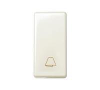 Pulsador de campana, color marfil, compatible con sistemas de intercomunicación, ideal para entradas y control de accesos.