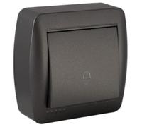 Pulsador de campana de superficie, grafito, serie mural, ideal para control de iluminación y dispositivos eléctricos en interior.