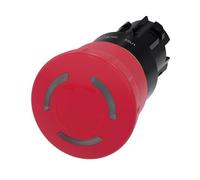 Pulsador de parada de emergencia con cabeza de seta, iluminado, 22 mm, redondo, plástico, rojo, 40 mm, bloqueo positivo, desbloqueo giratorio, 3SU1001-1HB20-0AA0