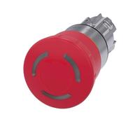Pulsador de parada de emergencia en forma de seta, retroiluminado, 22 mm, redondo, metal, brillo intenso, rojo, 40 mm, 3SU1051-1HB20-0AA0