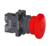 Pulsador de parada de emergencia rojo Ø40 Ø22 Sin gatillo - Push-pull 1NC XA2ET42