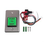 Pulsador de salida para uso en interiores, Solicitud de salida de puerta con placa cuadrada verde de acero inoxidable, 115 x 70 mm, compatible con Access Con