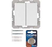 Pulsador de Superficie KNX Radio quicklink Doble, con batería, berker.Net Emisores KNX Radio de hager, para Series berker S.1/ B.3/ B.7 de hager, Blanco Polar, Mate