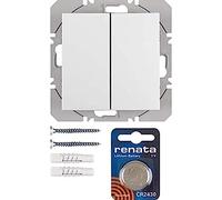 Pulsador de superficie KNX radio quicklink doble, con batería, berker.Net Emisores KNX radio de hager, para series berker S.1/ B.3/ B.7 de hager, blanco polar, brillo