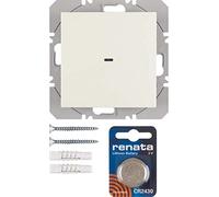 Pulsador de superficie KNX radio quicklink simple, con batería, berker.Net Emisores KNX radio de hager, para series berker S.1/ B.3/ B.7 de hager, blanco brillo